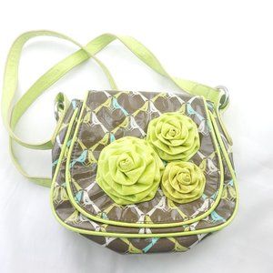 Vera Bradley Womens Frill Brown Bird Print Leather Magnetic Crossbody Bag